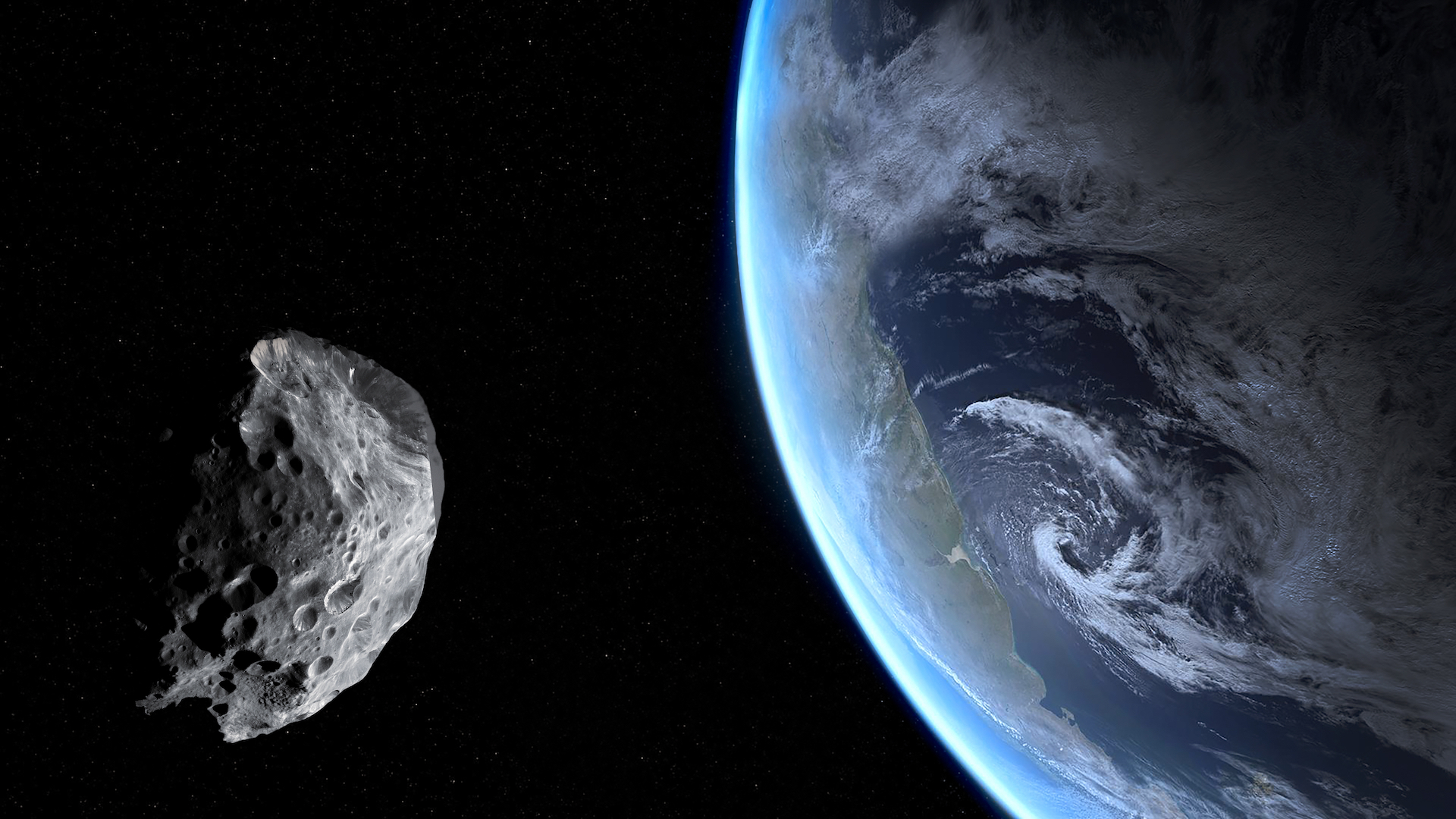 Picture of an asteroid colliding toward Earth