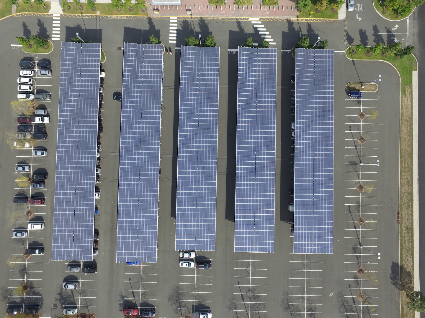 Solar panels in the parking lot