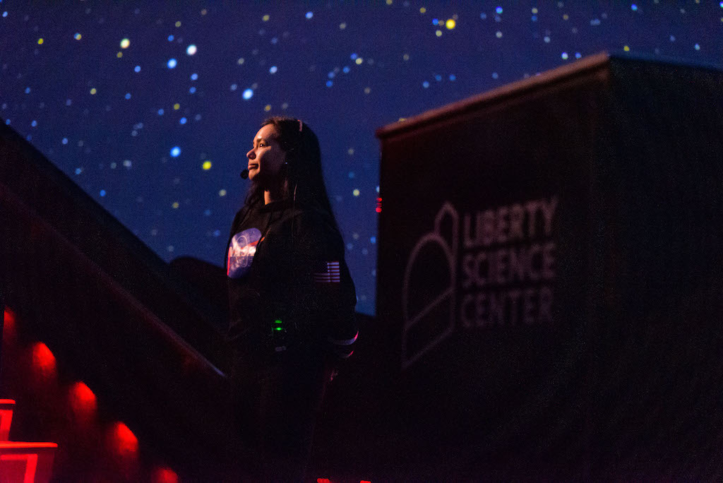 NYC Teacher Ashley Grey Presenting in the Jennifer Chalsty Planetarium at Community Evening
