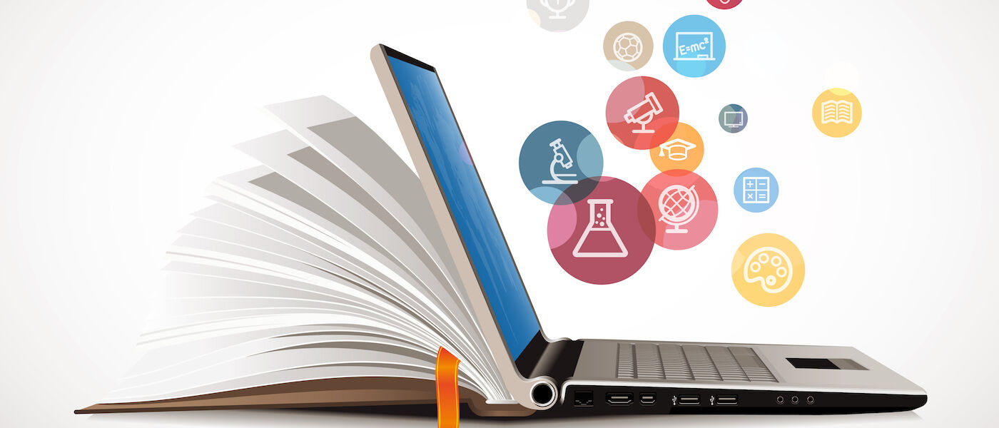A laptop positioned like a book