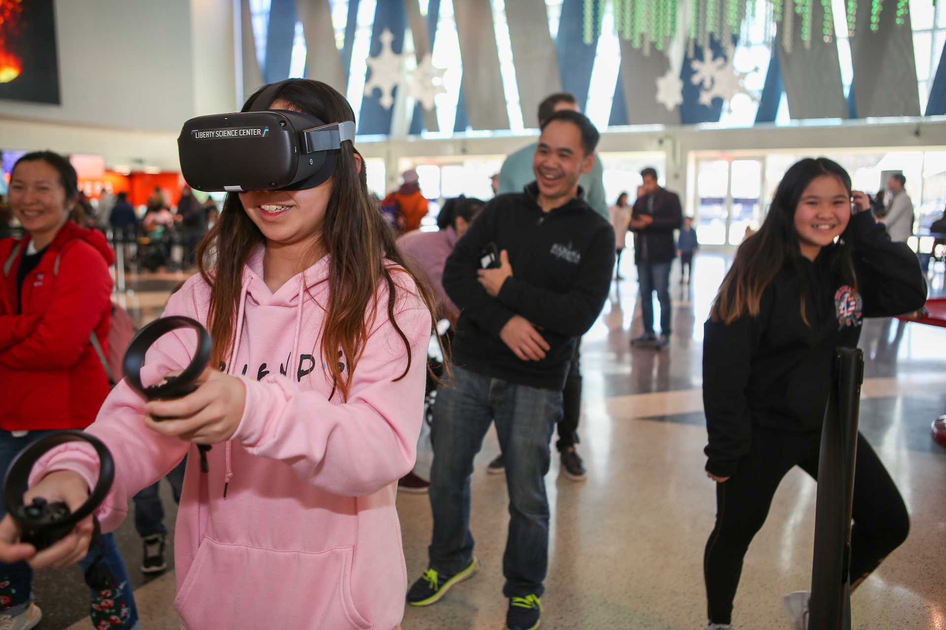 Girl in virtual reality headset