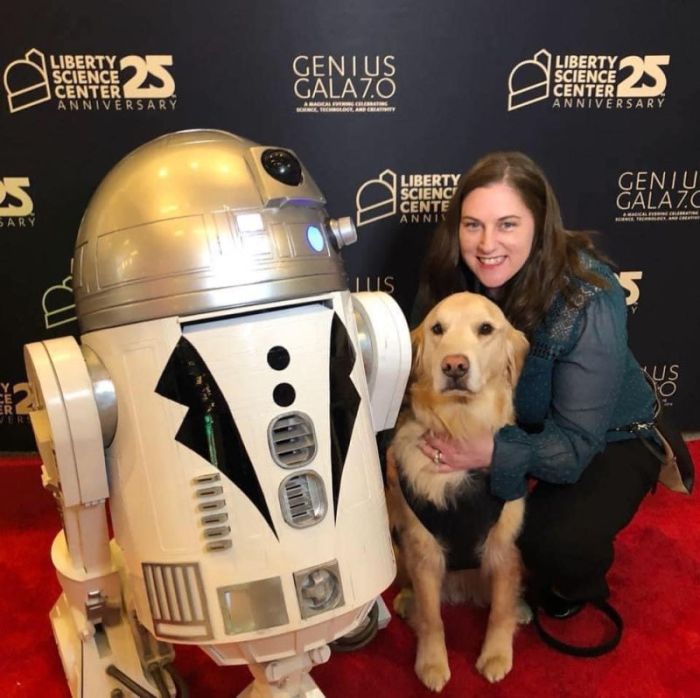 Allison Sillence with her dog Lawrence at LSC's Genius Gala