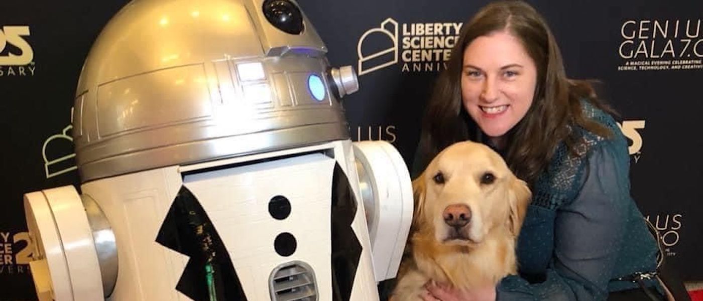 Allison Sillence with her dog Lawrence at LSC's Genius Gala