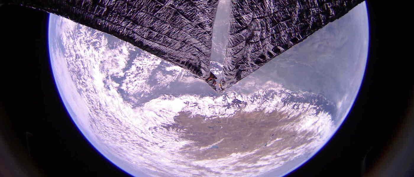 View of Earth as seen from LightSail 2 spacecraft